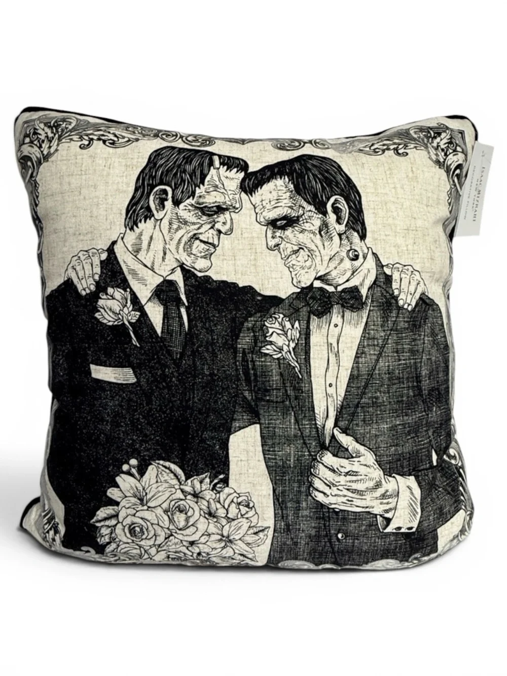 Isaac Mizrahi Halloween Frankenstein Groom Couple pride Decorative Pillow NWT